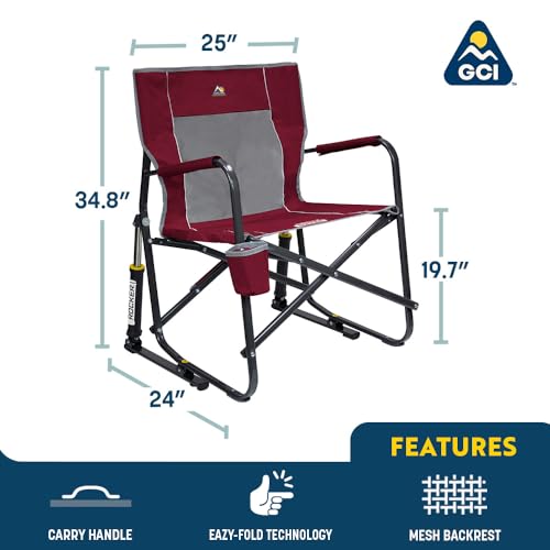 GCI Outdoor Freestyle Rocker Camping Chair | Portable Folding Rocking Chair with Solid, Durable Armrests, Drink Holder & Comfortable Backrest — Royal Blue - color: Royal Blue, style: Freestyle Rocker