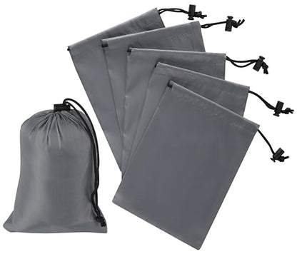 PALTERWEAR Drawstring Bag with Toggle - Nylon Cinch and Ditty Pouch Six-Pack (Gray, 5 x 7 Inch, Set of 6) - color: Gray, size: 5 x 7 Inch