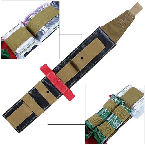 IFAK Insert, Tactical Pocket First Aid Pouch Insert, Portable EDC Slim Medical Trauma Kit Organizer MED Panel Webbing Handle - color: Coyote brown