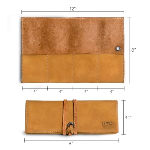 Hide & Drink, Leather Watch Roll Organizer Handmade from Full Grain Leather, Holds Up to 4 Watches, Easy Carry On Watchlover Storage (Old Tobacco) - color: Old Tobacco
