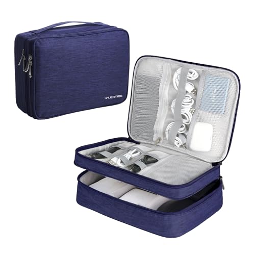 LENTION Cable Electronics Organizer Bag Pouch, Travel Accessories Carry Case Portable Bag Waterproof Double Layers All-in-One Storage Bag Carrying for Cord, Charger, Power Bank, Earphone Blue - color: Blue1