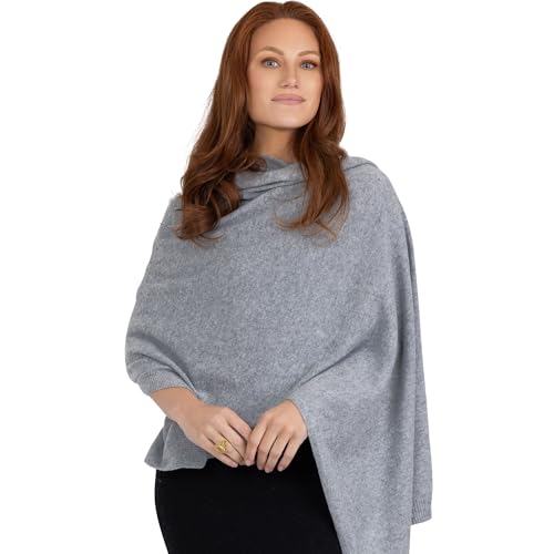 Velanio Cashmere 100% Cashmere Knitted Wrap Pashmina Shawl Extra Large Scarf Stole for Women Travel - color: Dark Grey