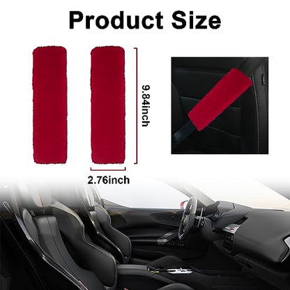 Ziciner 2 Packs Car Seatbelt Covers Shoulder Pad, Universal Soft Faux Sheepskin Shoulder Cover for Comfortable Driving, Fluffy Seat Belt Protector Help to Protect Your Neck and Shoulder (Wine Red) - color: Wine Red