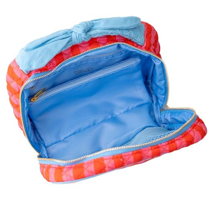 ban.do Large Toiletry Bag for Traveling, Spacious Suitcase Organizer for Makeup/Cosmetics with Pockets, Zippers, Quilted Exterior, Stripes