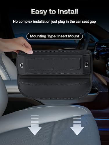 Universal Fit Premium Leather Car Seat Gap Filler Organizer, Center Console Organizer with Card Slots, Clever Gifts for Car SUV Truck Owners (Black, 1 Pack) - color: 01 Black, 1 Pack