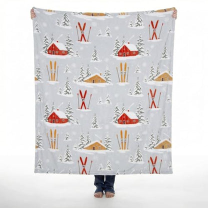 Carstens, Inc. Travel Blanket, Premium Compact 2-in-1 Airplane Blanket/Pillow, Snowy Cabin - color: Snowy Cabin