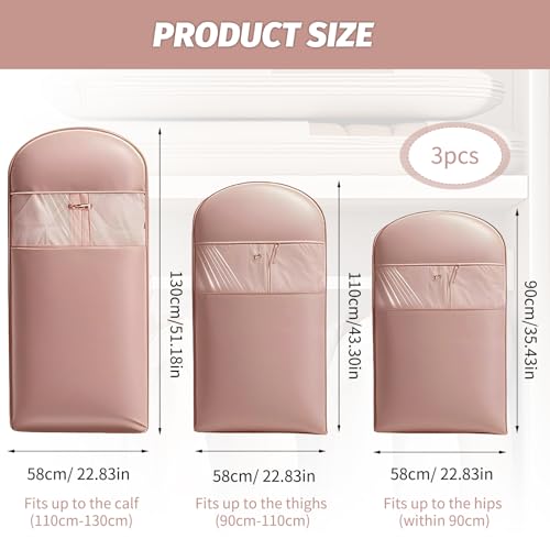 Space Saving Hanging Garment Bag With Self Compression Zipper,3 Pcs Garment Bags For Storage,Space Saving Hanging Garment Bags for Down Coat,Jackets Ect,Protects Clothes From Wrinkles（M,L,XL）