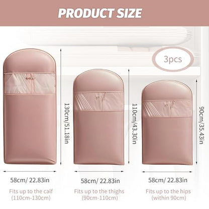 Space Saving Hanging Garment Bag With Self Compression Zipper,3 Pcs Garment Bags For Storage,Space Saving Hanging Garment Bags for Down Coat,Jackets Ect,Protects Clothes From Wrinkles（M,L,XL）