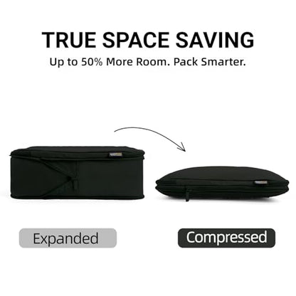 4 Piece Compression Packing Cubes for 3–7 Day Travel, Space Saving Travel Organizers with Breathable Mesh, Double-Zipper Packing Cubes for Carry-On & Suitcases (Black) - color: Black