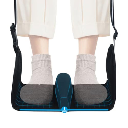 Airplane Foot Hammock, Foot Hammock for Travel Accessories with Ergonomic Removable Foot Divider Design, Airplane Foot Rest, Premium Comfortable Memory Foam & Hardboard for No Feet Clashing(Large)