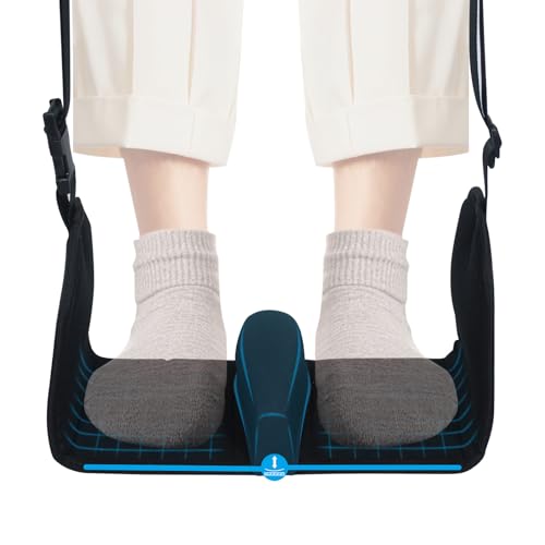 Airplane Foot Hammock, Foot Hammock for Travel Accessories with Ergonomic Removable Foot Divider Design, Airplane Foot Rest, Premium Comfortable Memory Foam & Hardboard for No Feet Clashing(Large)