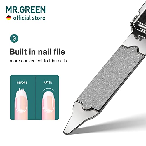 MR.GREEN Collapsible Nail Clippers Small and Thin Portable Travel Nail Scissors Cutter Stainless Steel Manicure Tools with Nail Files (Brown Leather Case+ Iron Box) - size: Brown Leather Case + Iron Box