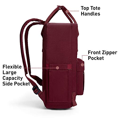 KALIDI Casual Laptop Backpack 15 Inches Classic Camping Rucksack Travel Outdoor Square Daypack College Hiking Gym Bag, Burgundy - color: Burgundy