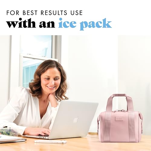 Fit & Fresh Remi Lunch Bag for Women Work – Neoprene Lunch Tote with Containers & Ice Pack, Reusable Meal Prep Lunch Box, Large Capacity, Machine Washable, Mauve - color: Mauve