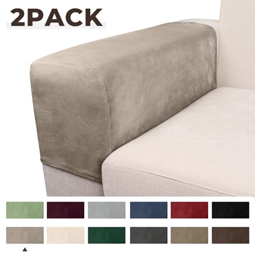 Couch Arm Covers 2 Pcs Sofa Armrest Covers Stretch Couch,Armrest Cover for Chairs Scratch-Resistant Sofa Arm Cover Armchair Slipcovers,Taupe - color: Taupe, size: 2PC Armrest Cover