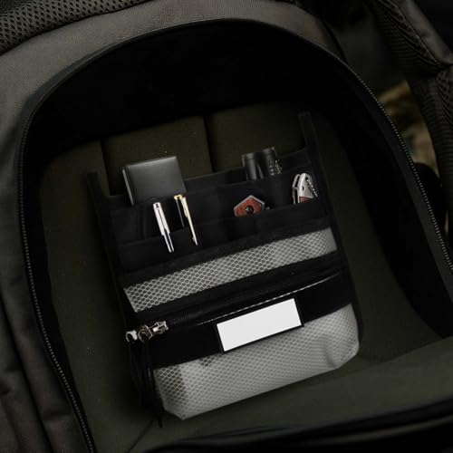 Aliceset Multi Pocket Organizer Tactical Mesh Zipper Pouch with EDC Organizer Panel MOLLE Insert Admin Pouch with ID Patch for Backpack, Bag Organization, Hook and Loop Attachment，8.7 x 8.7 Inches