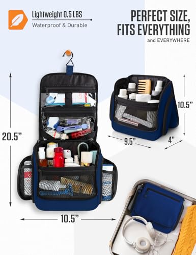 VENTURE 4TH Hanging Travel Toiletry Bag for Women & Men – Large Toiletry Organizer with 18 Compartments, Removable TSA Pouch, Travel Wash Bag for Toiletries, Makeup & Shaving Kit (Navy Blue) - color: Navy