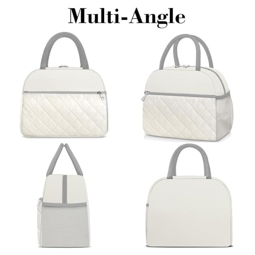 Coobiiya Lunch Box Lunch Bag for Women Men,Reusable Cute Lunch Pail bag - color: Embroidered White, size: A-regular