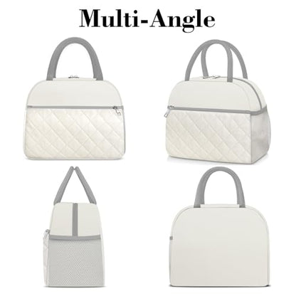 Coobiiya Lunch Box Lunch Bag for Women Men,Reusable Cute Lunch Pail bag - color: Embroidered White, size: A-regular