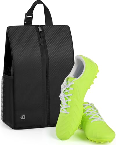 GLORIEROO Smell Proof Shoe Bags for Travel-Soccer Cleat Bag Smell Proof with Active Carbon Fabric | Odor-Absorbing Water-Resistant Track Shoe bags for Sports (Black with Black, UP TO US14) - color: Black with Black, size: UP TO US14