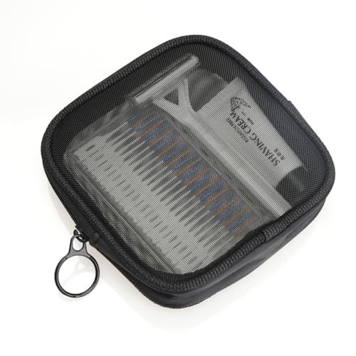 Patu Mesh Travel Toiletry Bag, Transparent Standing Pouch, Portable Shaving Washing Kits Organizer, Personal Care Trip Case, Pack of 2 Sizes (S/M), Black - size: S & M (2 pcs)