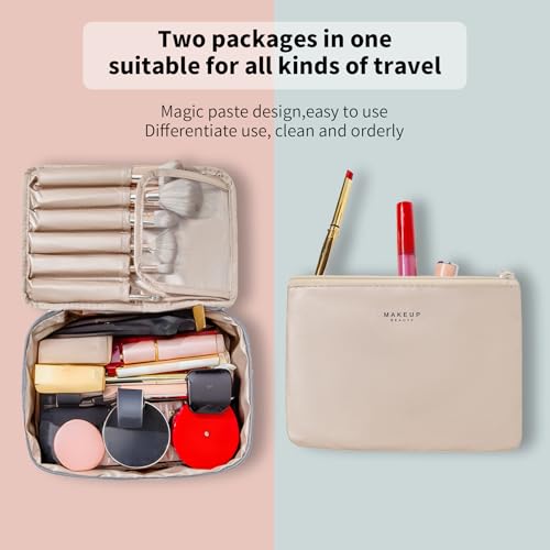 Queboom Travel Makeup Bag Cosmetic Bag Makeup Bag Toiletry bag for women and men (Grey) - color: Grey