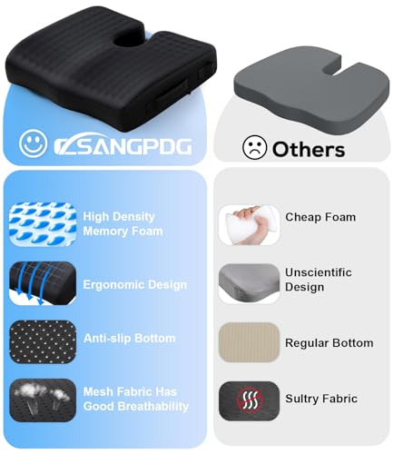 Wheelchair Seat Cushions Cooling, Ergonomic Seat Cushion, Waterproof Silk Fabric, Memory Foam Cooling Gel Office Chair Cushion for Hip Support, Relieve Sciatica, Back, Coccyx, Pressure Sore