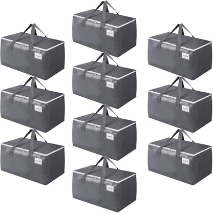 BlissTotes Large Moving Boxes and with Zippers & Handles Moving Supplies with lids, Heavy Duty Totes for Storage Bags for Space Saving, Fold Flat, Moving and Storing, 93L, 10 Pack - size: 93L-10 Packs
