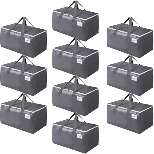 BlissTotes Large Moving Boxes and with Zippers & Handles Moving Supplies with lids, Heavy Duty Totes for Storage Bags for Space Saving, Fold Flat, Moving and Storing, 93L, 10 Pack - size: 93L-10 Packs
