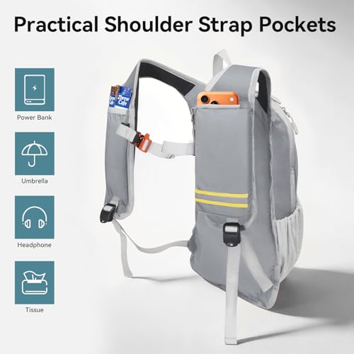 16L Small Hiking Backpack, CROSSGEAR Lightweight Waterproof Foldable Backpack, Travel Camping Outdoor Daypack for Women Men, Gray
