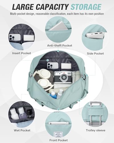 Expandable Travel Duffle Bag for Women Men, Large Gym Bag Travel Tote Bags, Waterproof Carry On Personal Item Bag Airline Approved, Overnight Workout Weekender Bag with Luggage Sleeve, Light Blue - color: C- Light Blue