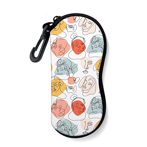Sunglasses Soft Case with Carabiner Ultra Light Neoprene Zipper Glasses Case - color: Artistic Face