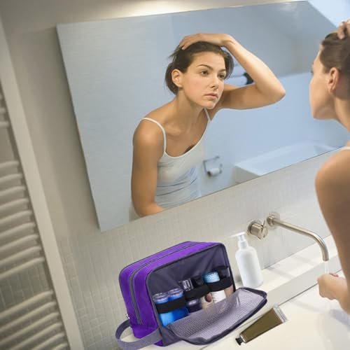 Toiletry Bag for Men Hanging Dopp Kit Water Resistant Shaving Bag Small Toiletry Bag for Traveling (Dark Purple) - color: Dark Purple