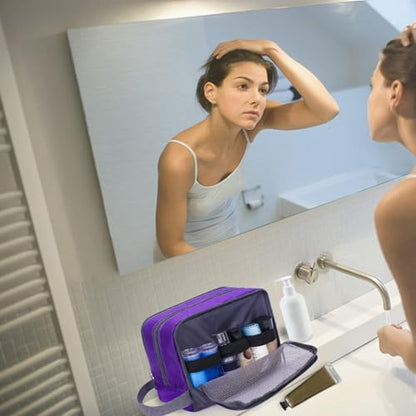 Toiletry Bag for Men Hanging Dopp Kit Water Resistant Shaving Bag Small Toiletry Bag for Traveling (Dark Purple) - color: Dark Purple