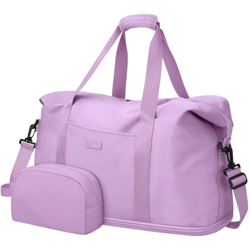 Expandable Travel Duffle Bags Weekender Overnight Bags for Women Men Hospital Bag for Women Labor Delivery with Toiletry Bag Waterproof - color: Purple, size: Large