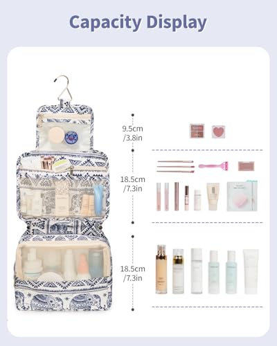 Narwey Small Hanging Travel Toiletry Bag for Women, Travel Bag for Toiletries, Makeup Bag Organizer Cosmetic Bags Make Up Bags for Girls - color: Elephant