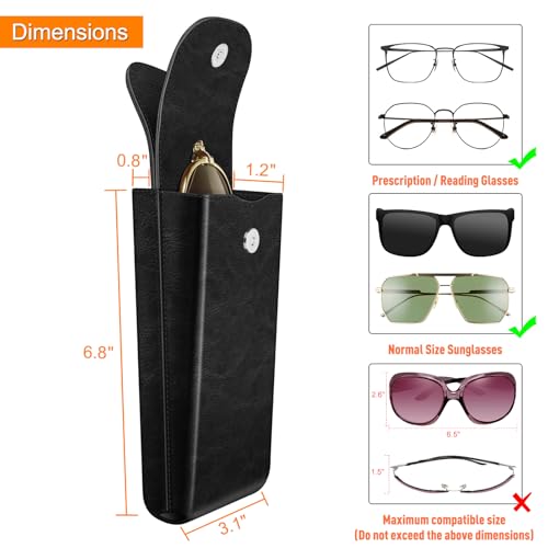 FINTIE Double Glasses Case with Carabiner Hook, Portable Vegan Leather Eyeglass Case Anti-scratch Sunglasses Pouch - color: Black