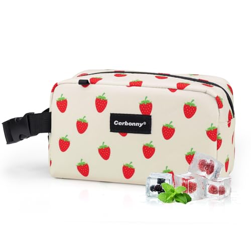 Cerbonny Small Cooler Bag Freezable Lunch Bag for Work School Travel,Small Lunch Bag,insulated snack bag For Adults/Kids,Mini Cooler,Lunch bag small Fit For Yogurt（Strawberries） - color: Strawberries