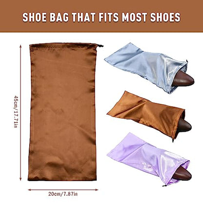 GONGKANGYUAN 4 Pack Shoe Bags for Travel Satin Fabric Shoe Bag with Drawstring for Men Women Travel Protecting Storing Shoes (Grey) - color: Grey