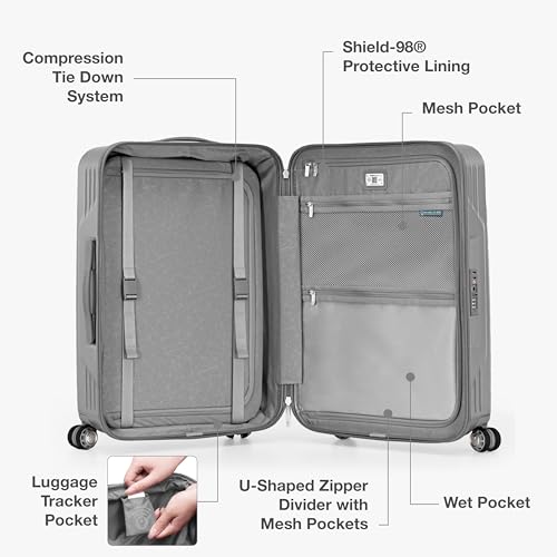 Traveler's Choice Ultimax II Polycarbonate Hardside Luggage with Spinner Wheels, Slate Gray, 25-Inch Medium Luggage - color: Slate Gray, size: 25-Inch Medium Luggage
