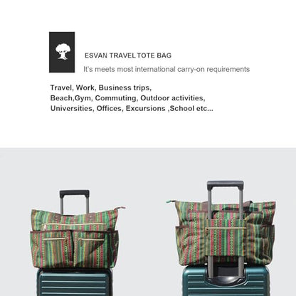 Weekender Bag Carry On Bag Overnight Tote Travel Duffle with 13 Pockets for Travel,Work，Gym,Beach,Teacher,Nurse - color: Green