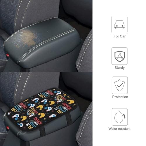 Auto Armrest Cover Protector Life is Better with Chickens White Rooster, Car Center Console Pad, Universal Fit for Most Vehicle Models, Durable Material - color: Picture (79)