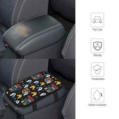 Auto Armrest Cover Protector Life is Better with Chickens White Rooster, Car Center Console Pad, Universal Fit for Most Vehicle Models, Durable Material - color: Picture (79)
