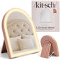 Kitsch Arch Desk Vanity Mirror with Lights, LED Makeup Surface, Touch Sensor Dimmable Warm Neutral Cool Glow, Rechargeable Desk Mirror with Kickstand for Travel - Terracotta