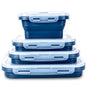 Collapsible Silicone Food Storage Containers 4 Set Airtight Leak Proof Food Containers with Lids Meal Prep for Microwave Freezer Dishwasher for Kitchen Camping Office Navy Blue - color: Navy blue
