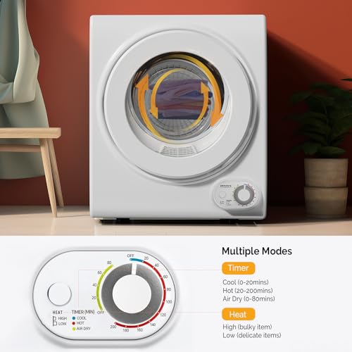 ROVSUN 110V Portable Clothes Dryer, High End Laundry Front Load Tumble Dryer Machine with Stainless Steel Tub & Simple Control Knob for Apartment, Dorm-850W, White - style: 1.5 CU. FT.
