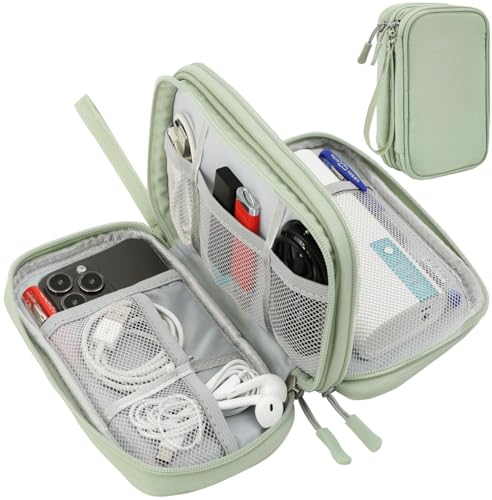 CAAORDKSO Cord Organizer Travrel Bag, Electronic Organizer Travel Case, Water Resistant Cable Organizer Pouch for Cable, Cord, USB, Charger, Phone, Power Bank, Earphone (Mint Green, Medium) - color: Mint Green, size: Medium