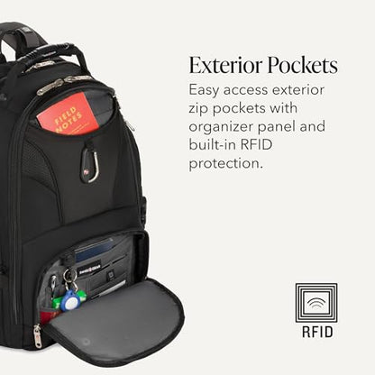 SWISSGEAR 1900 ScanSmart Laptop Backpack, Fits Most 17-Inch Laptops, TSA-Friendly Lay-Flat Design, RFID Protection, and Tablet Pocket, Black, 31L, 18.5-Inch - color: Black