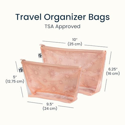 Tiny Twinkle Diaper Bag Organizing Pouches | 2 Pack Mess-Proof Travel Organizer Bags with Structured Bottom & Clear Front | TSA Approved Toiletry Bag Set for Baby and Mom Essentials (Shine) - color: Shine