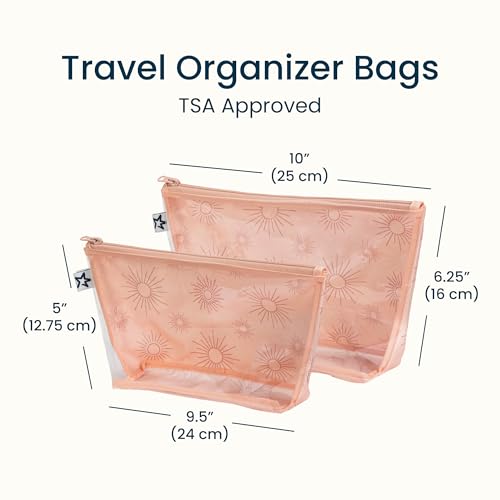 Tiny Twinkle Diaper Bag Organizing Pouches | 2 Pack Mess-Proof Travel Organizer Bags with Structured Bottom & Clear Front | TSA Approved Toiletry Bag Set for Baby and Mom Essentials (Shine) - color: Shine